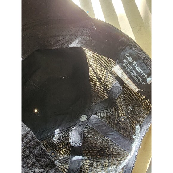 Carhartt Faded Black Baseball Cap Snapback Cotton Mesh - Picture 6 of 6